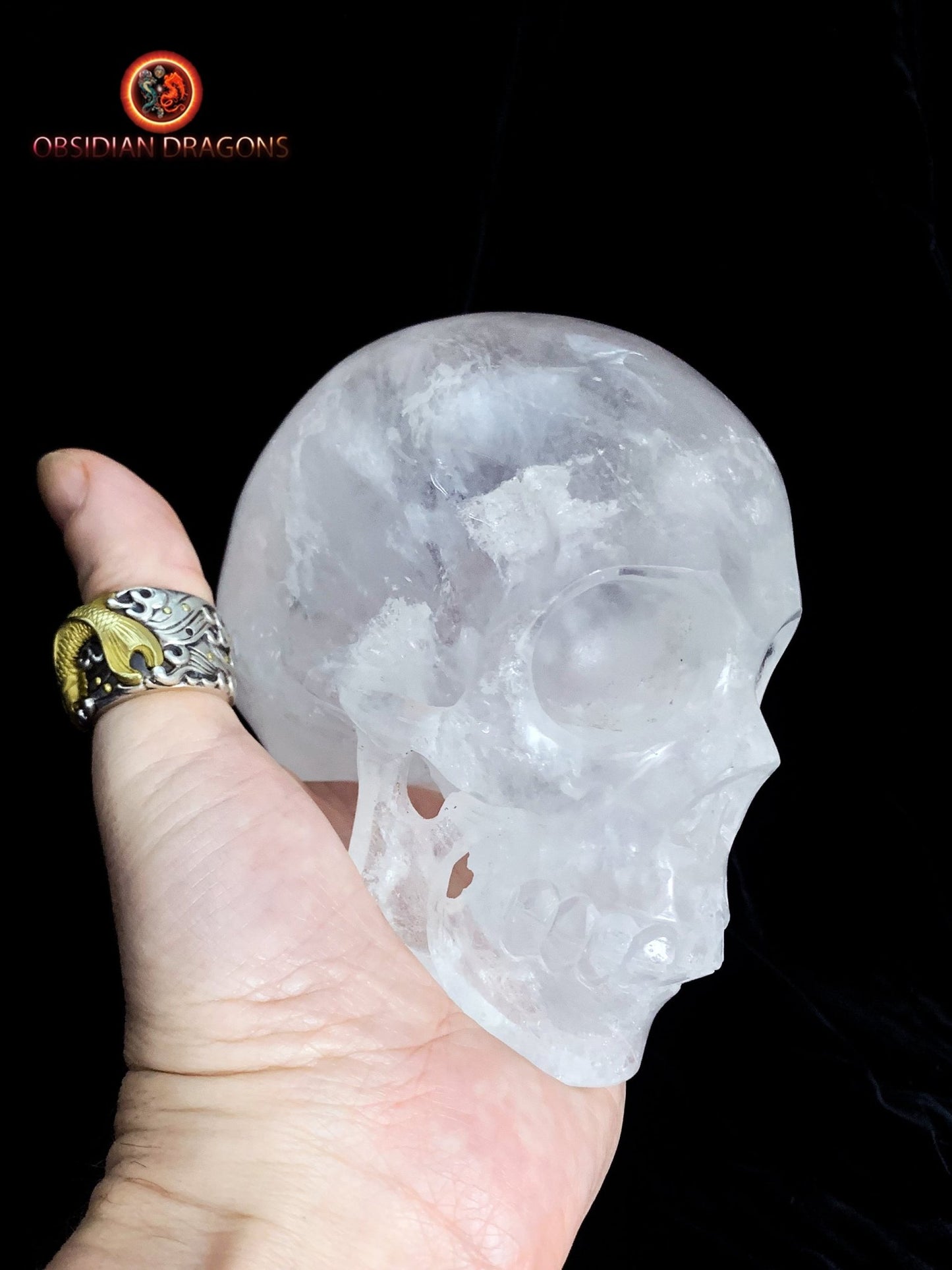 Grand crâne de cristal de roche himalayen- Unique