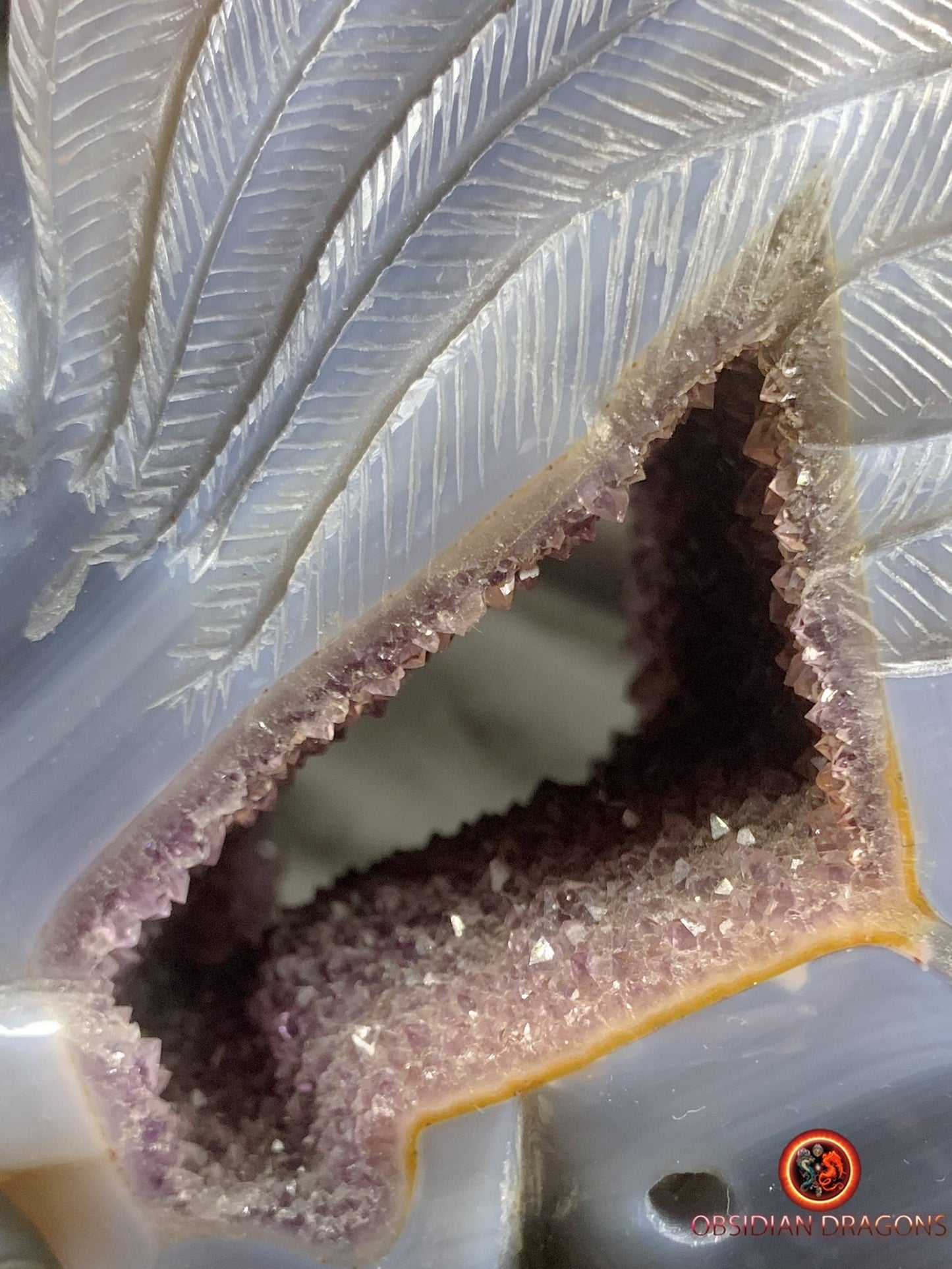 Crâne de cristal ailé- géode d'améthyste- rare et exceptionnel