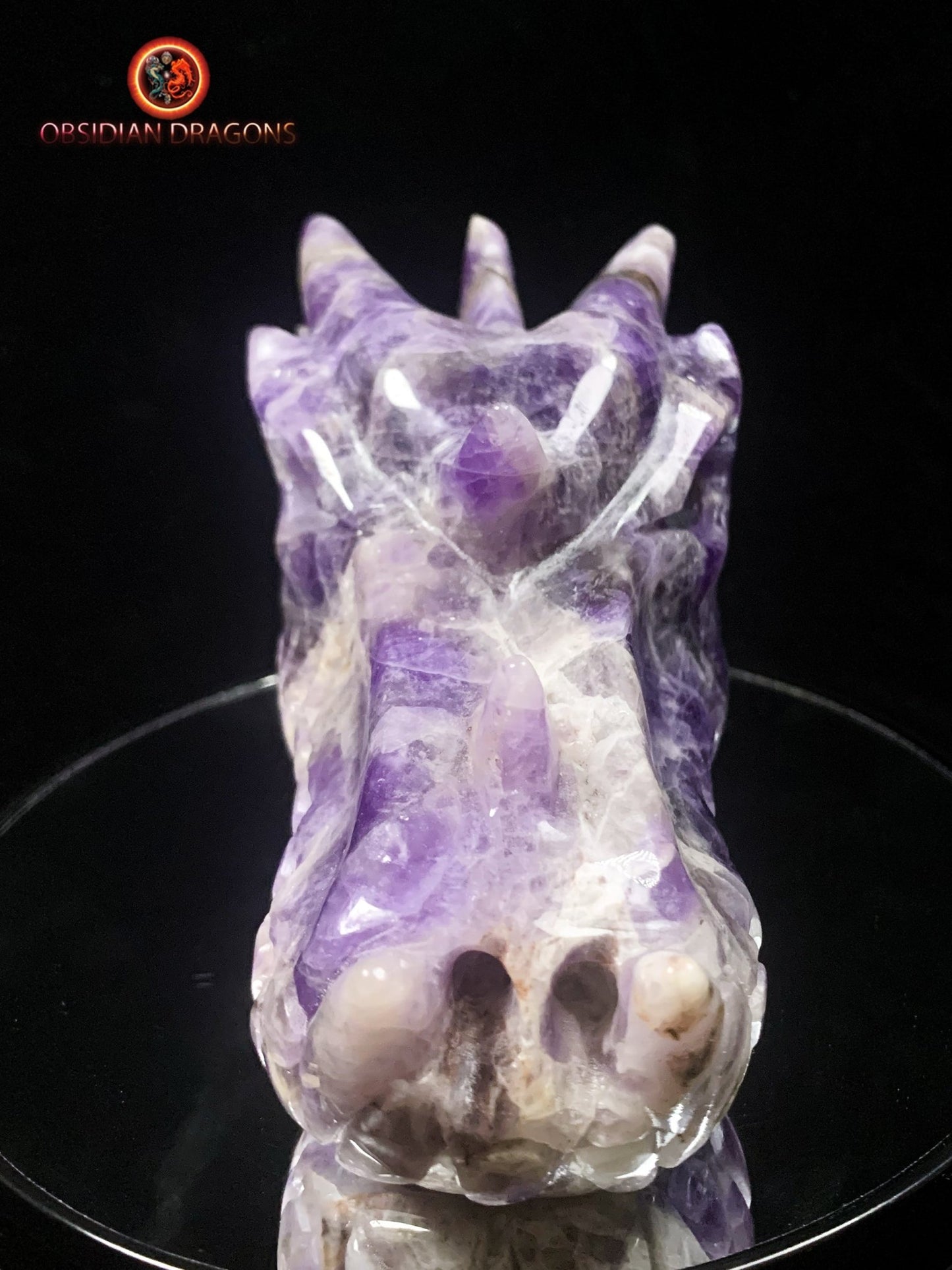 Grand crâne de dragon en améthyste- Artisanal