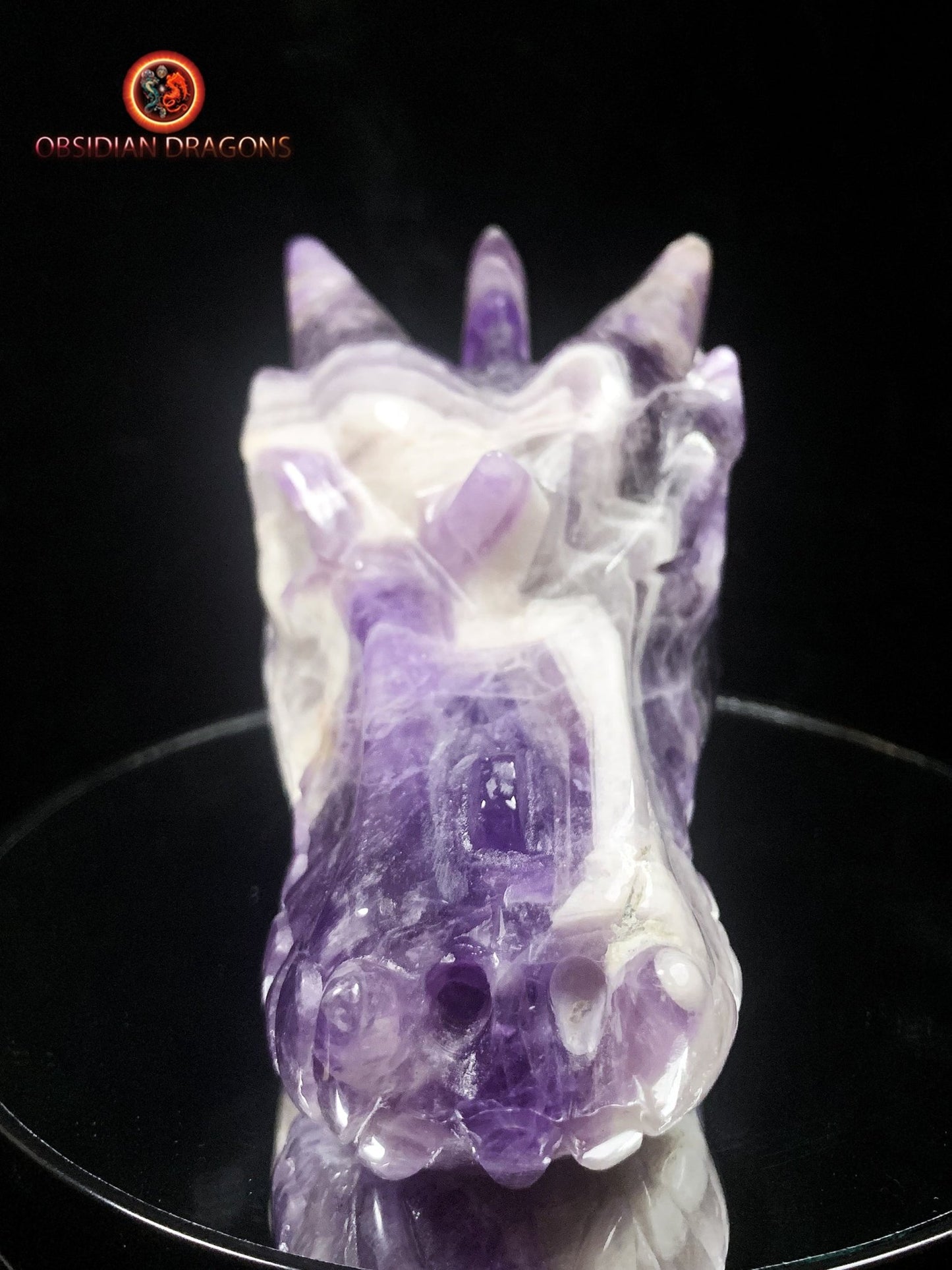 Crâne de dragon en améthyste chevron- Unique
