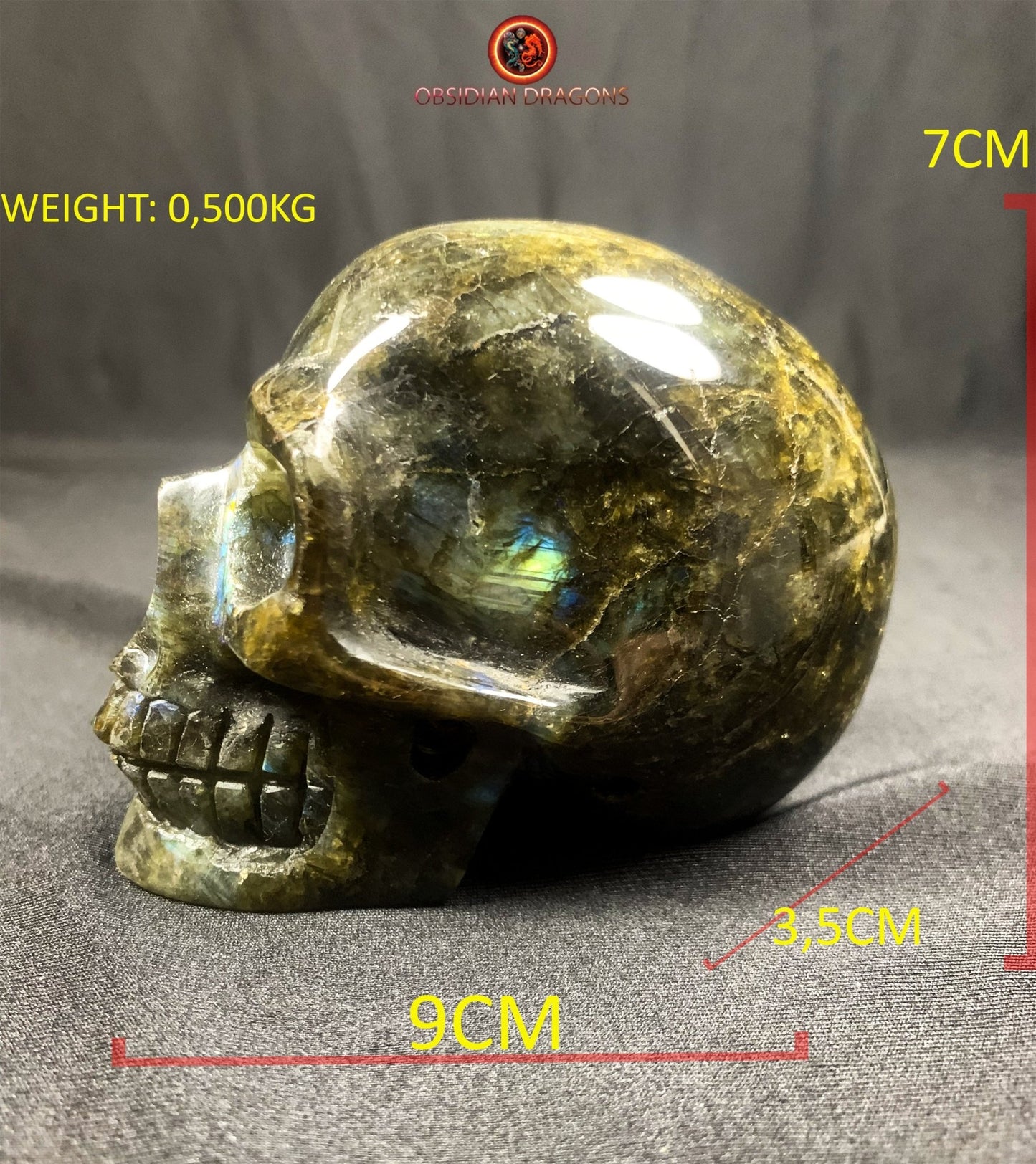 crâne de cristal en labradorite- artisanal