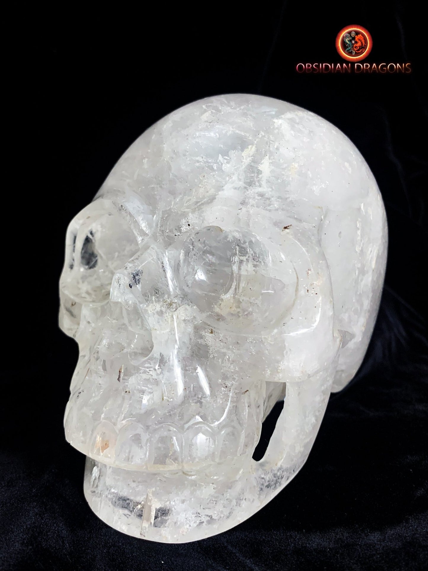 Grand crâne en cristal de roche himalayen- Unique