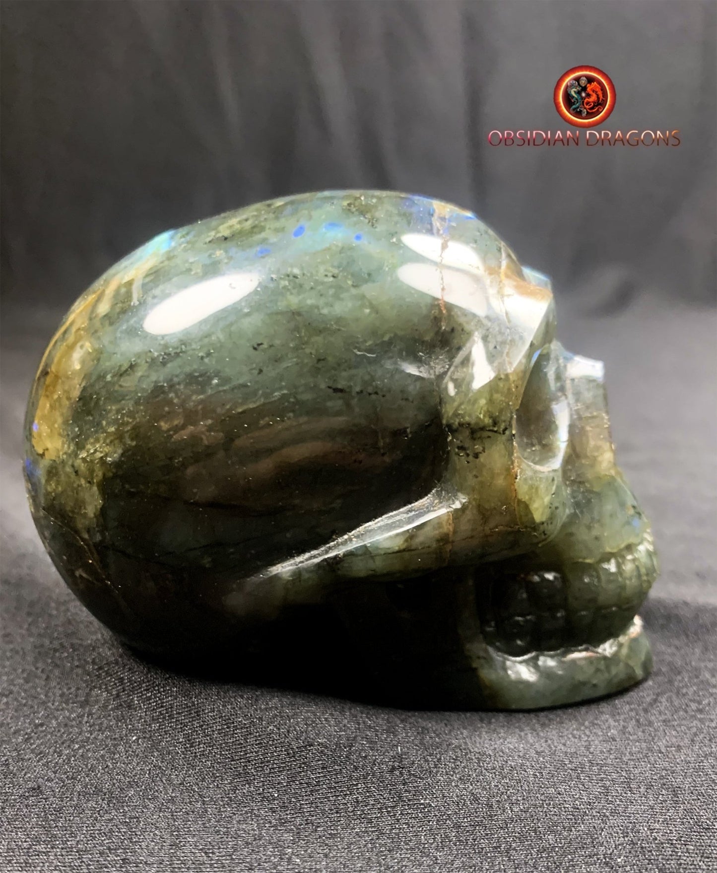 crâne de cristal en labradorite- unique