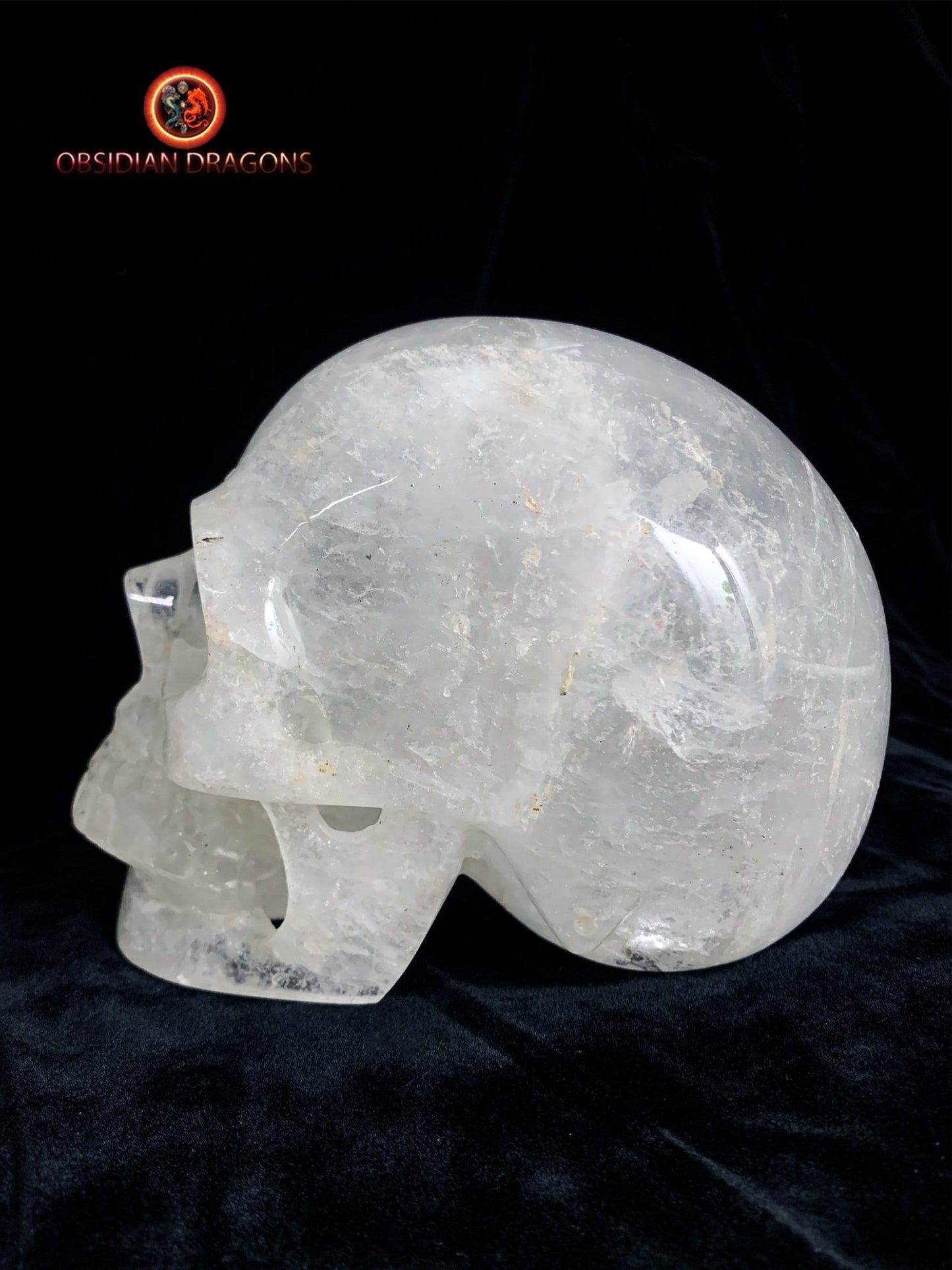 Grand crâne en cristal de roche himalayen- Unique