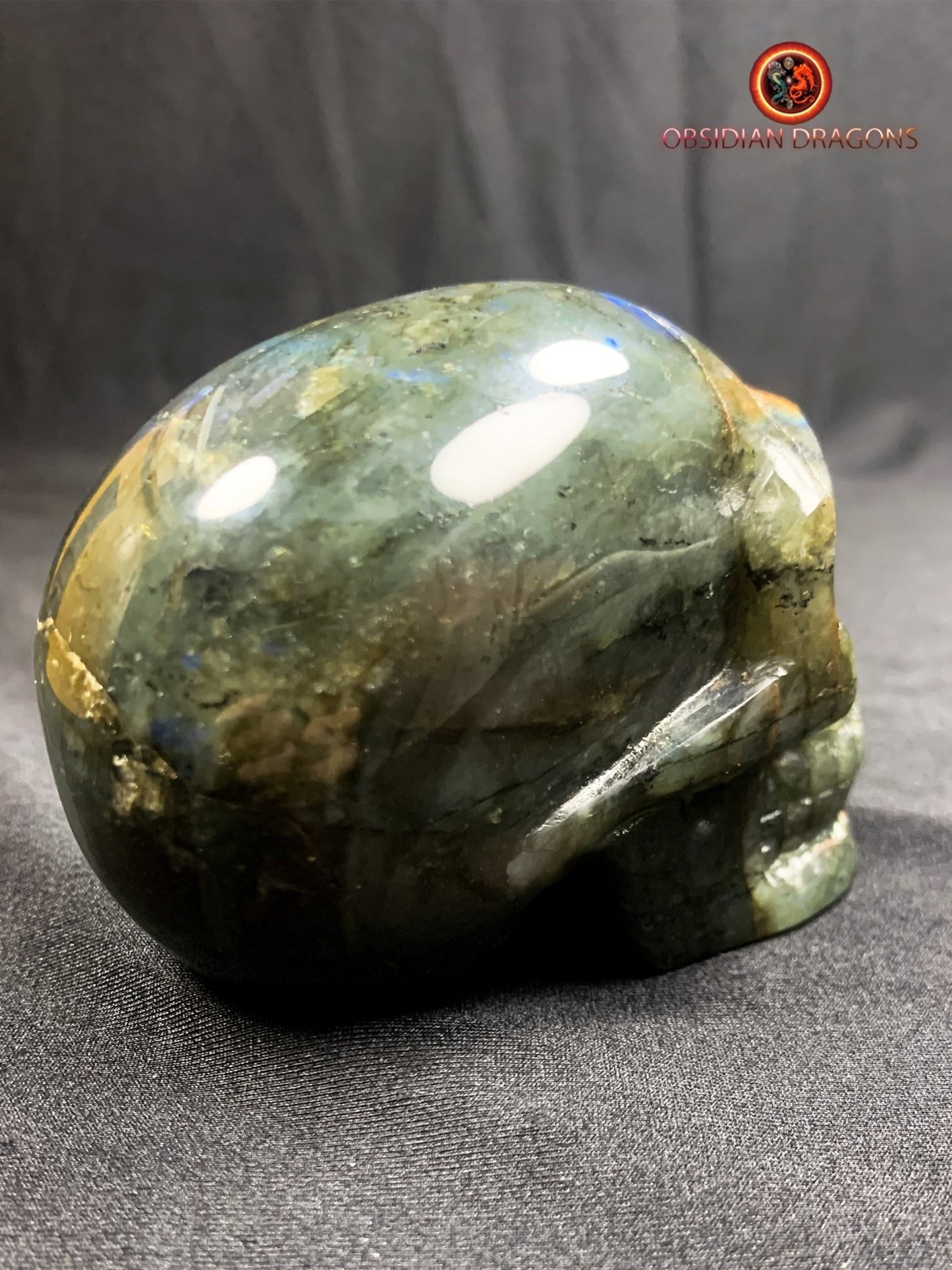 crâne de cristal en labradorite- unique