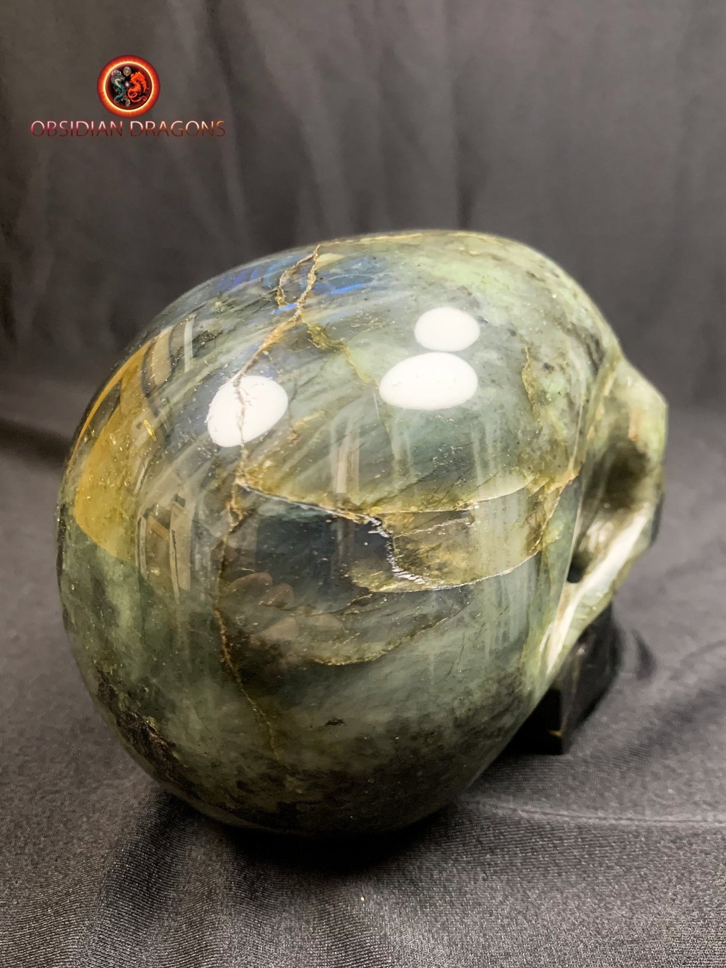 Grand crâne de cristal en labradorite- artisanal