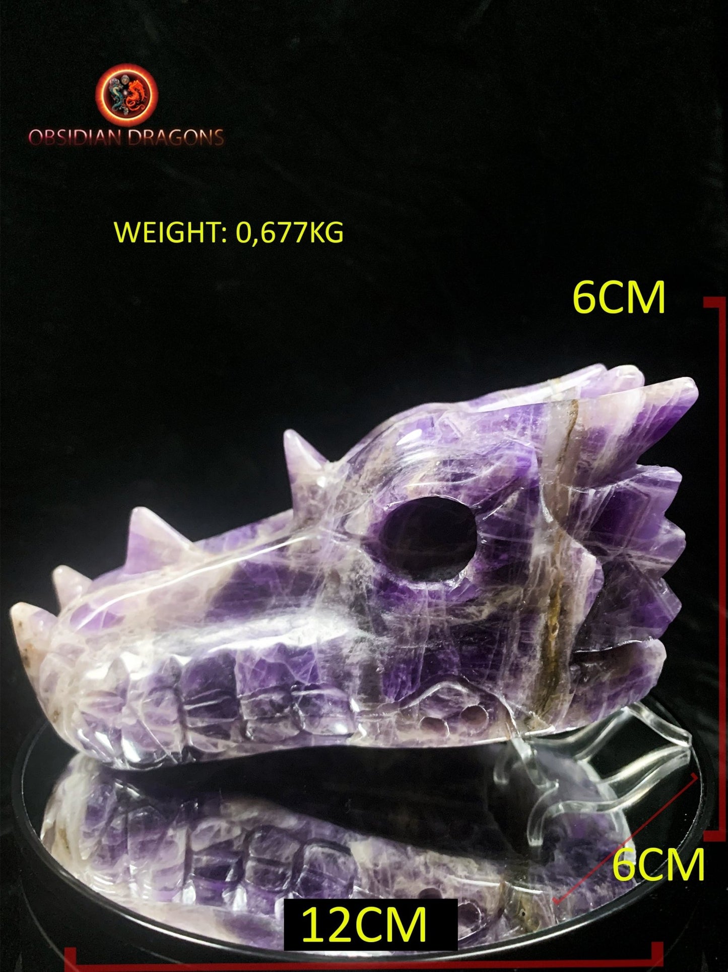 Grand crâne de dragon en améthyste- Artisanal