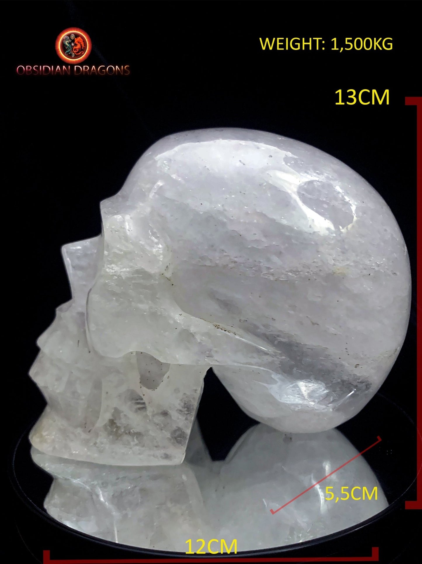 Grand crâne en cristal de roche himalayen- authentique