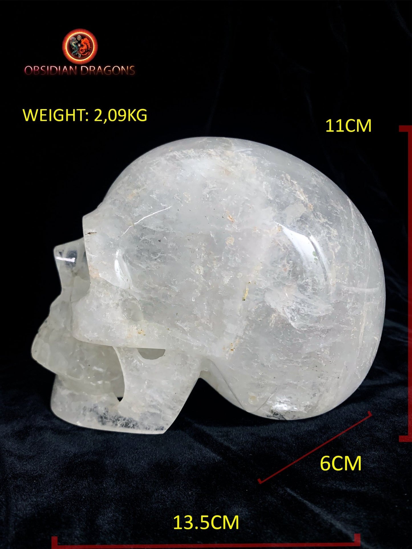 Grand crâne en cristal de roche himalayen- Unique