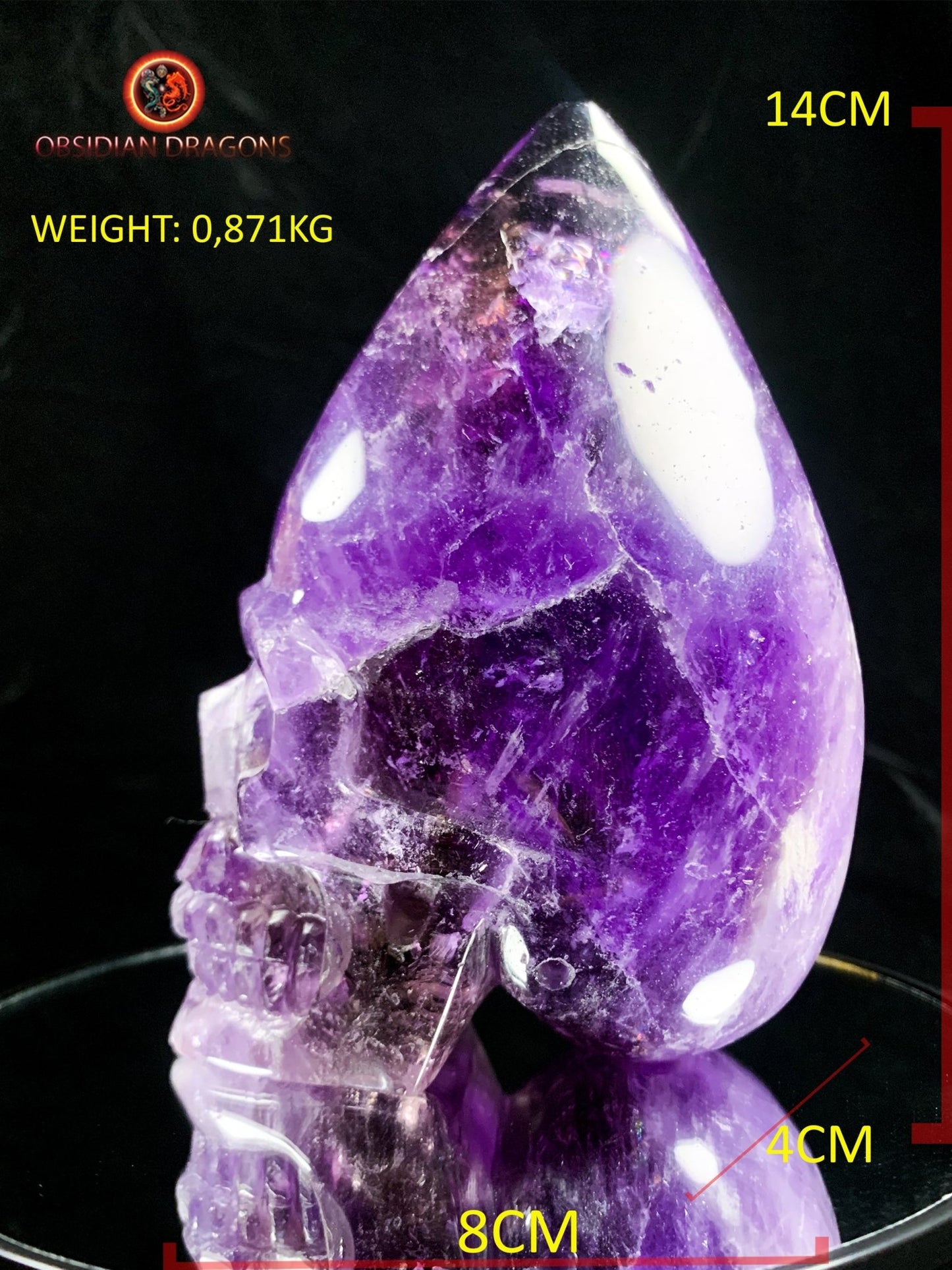 crâne de cristal en amétrine- Équilibre Éthéré
