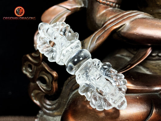 Dorje en cristal de roche naturel