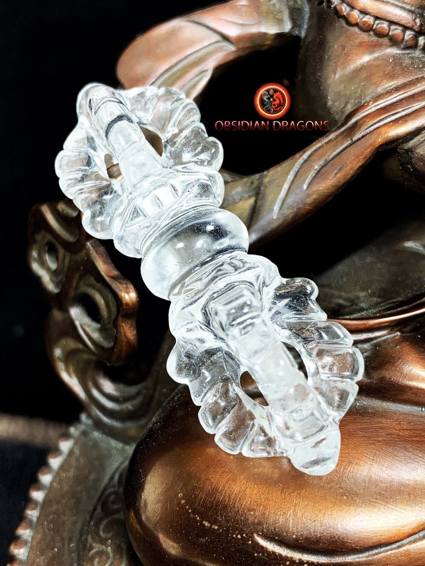 Dorje en cristal de roche naturel