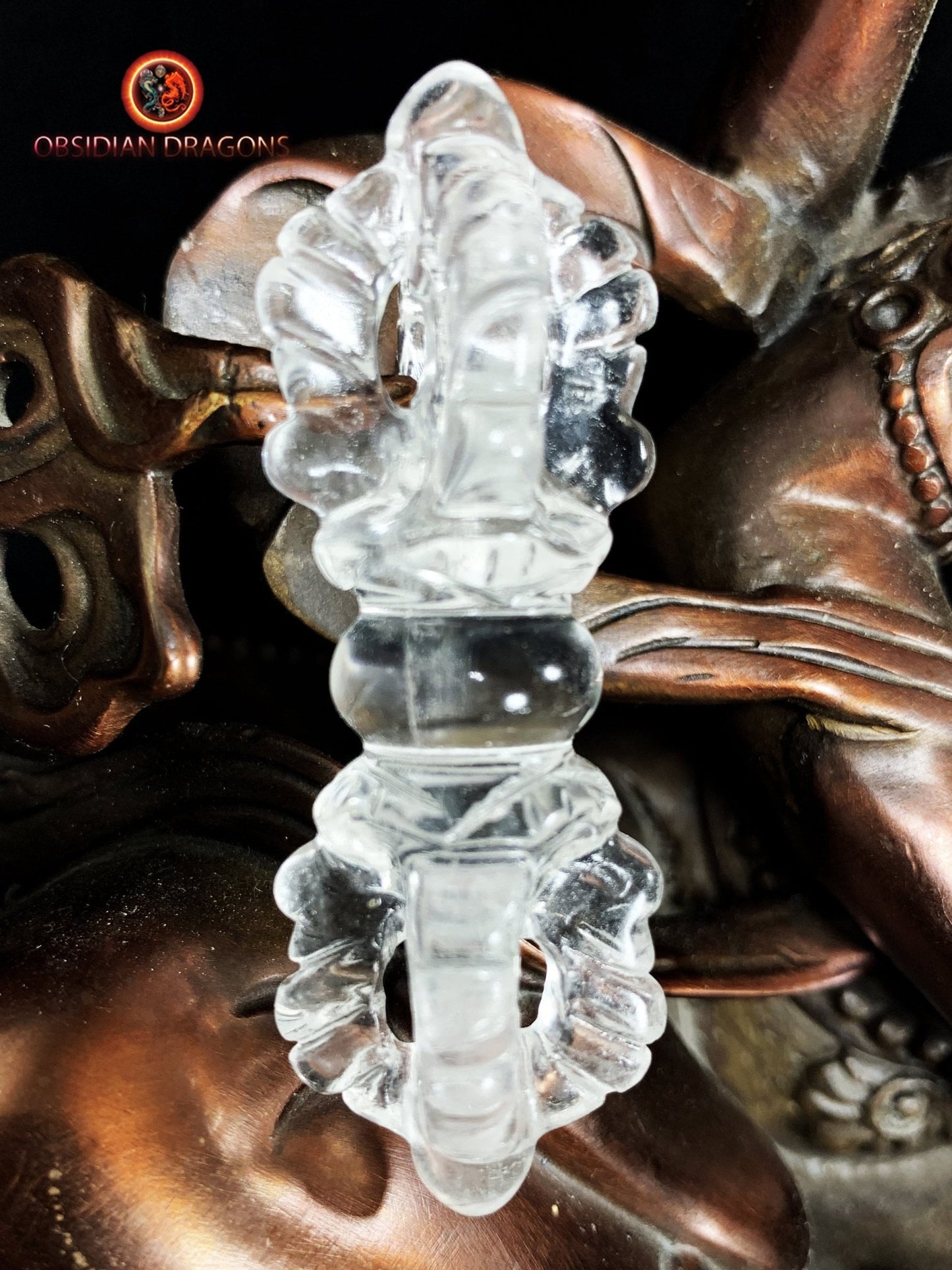 Dorje en cristal de roche naturel