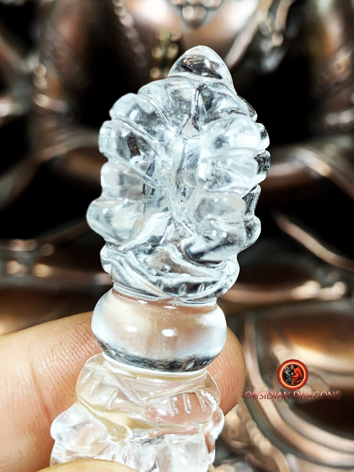 Dorje en cristal de roche naturel