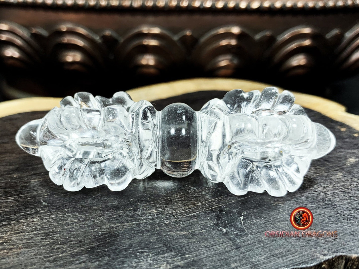 Dorje en cristal de roche naturel