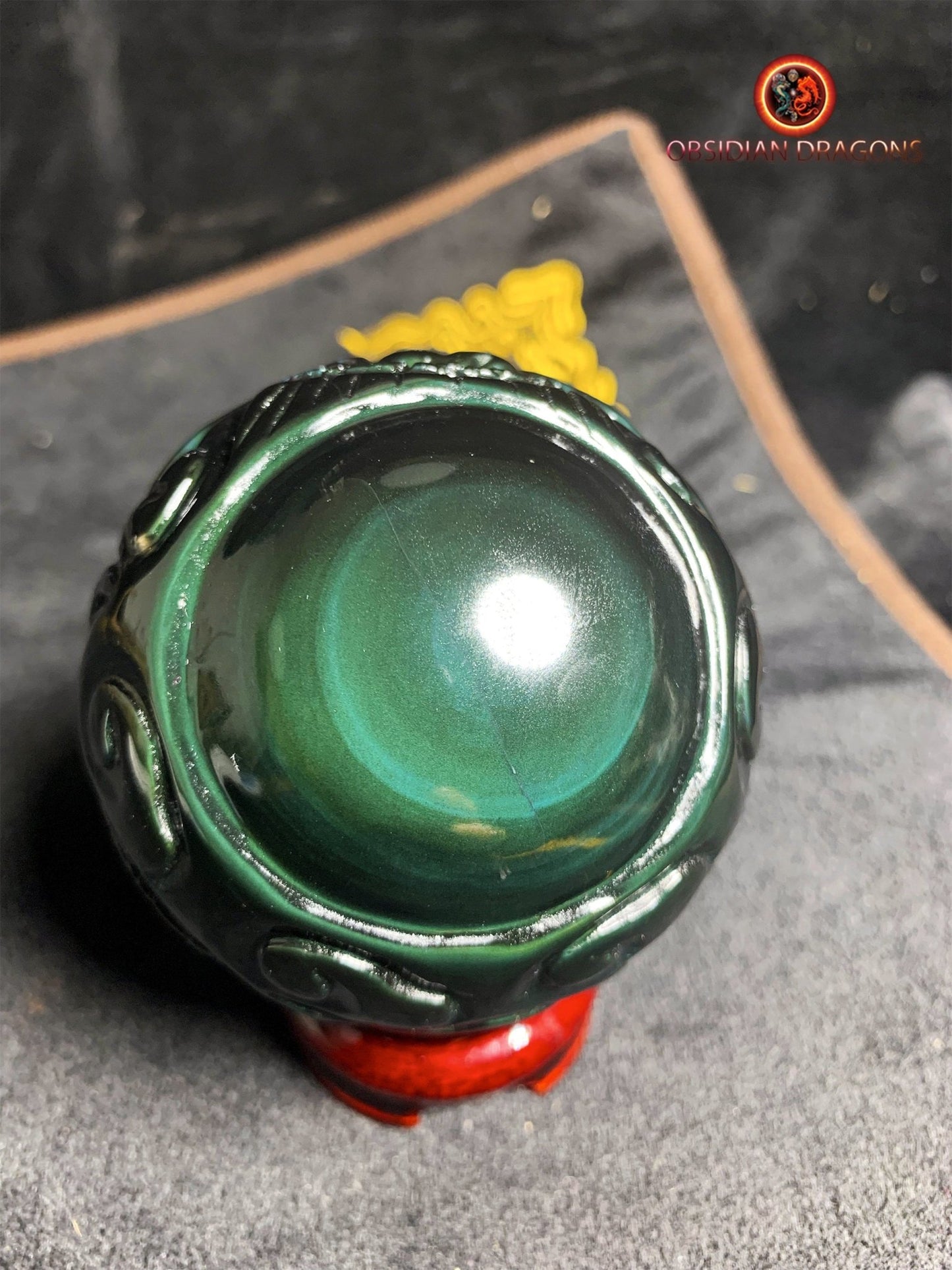 Dragon ball en obsidienne oeil celeste de qualité A+. Pièce entièrement artisanale et unique - obsidian dragon