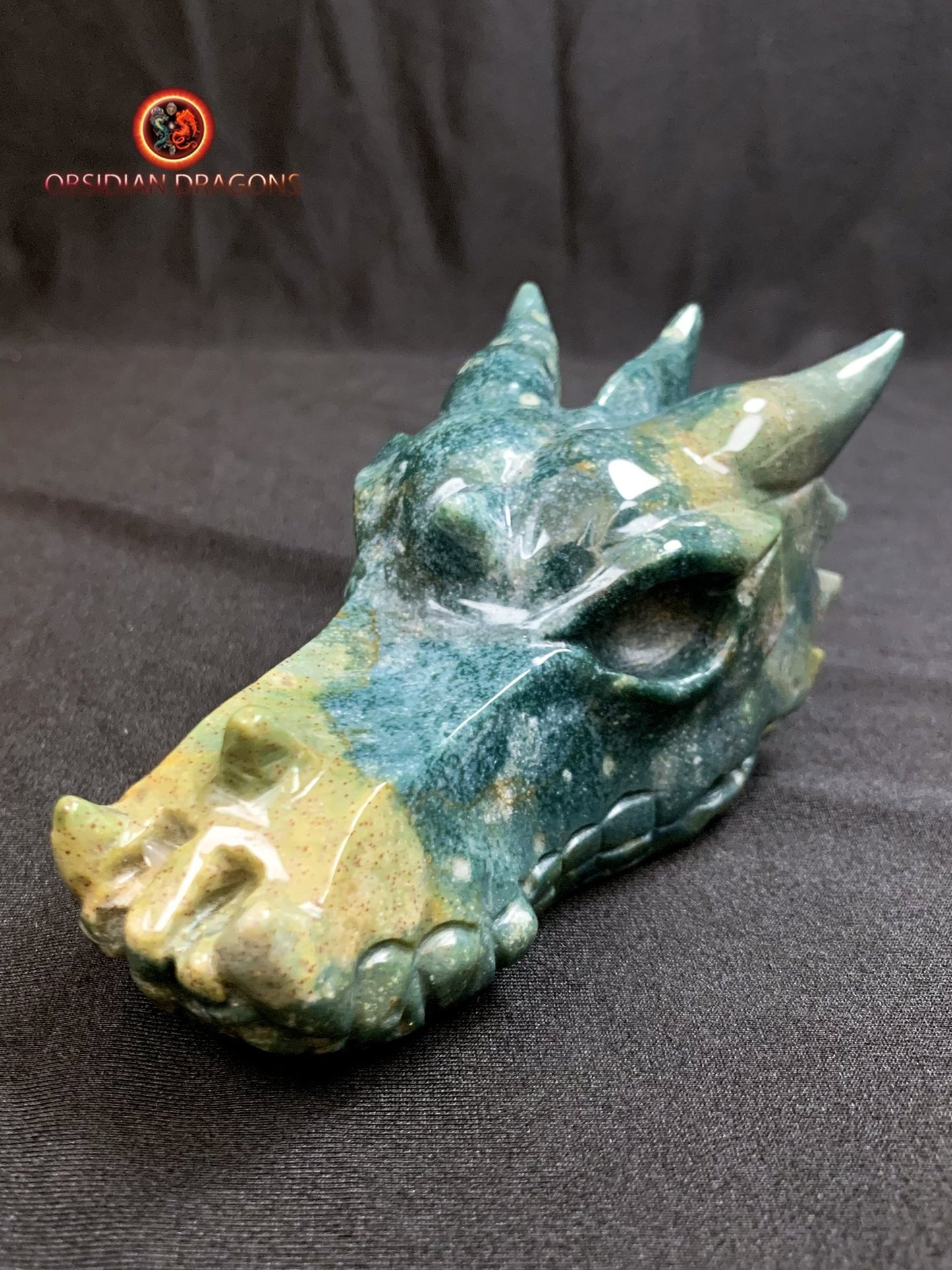 CRÂNE DE DRAGON- ARTISANAL- AGATE MOUSSE-UNIQUE