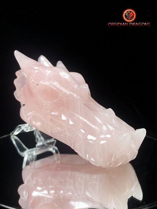 Crâne de dragon- Quartz rose- Artisanal