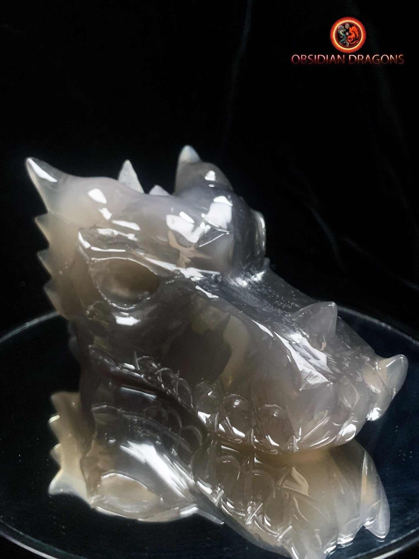 Crâne de dragon- Géode de quartz- Méditation draconique | obsidian dragons