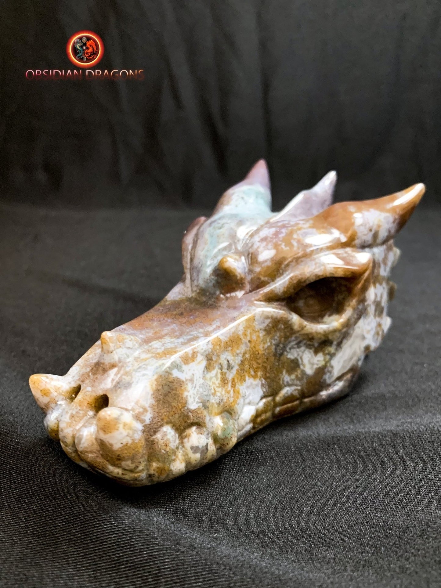 CRÂNE DE DRAGON- ARTISANAL- AGATE MOUSSE-UNIQUE