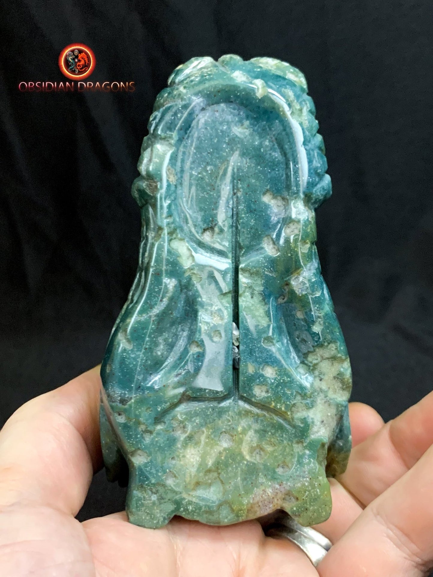 CRÂNE DE DRAGON- ARTISANAL- AGATE MOUSSE-UNIQUE