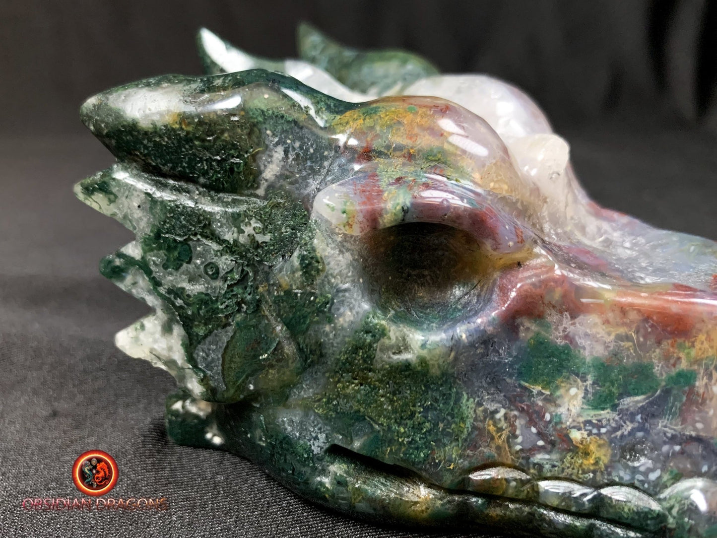 CRÂNE DE DRAGON- ARTISANAL- AGATE MOUSSE-UNIQUE
