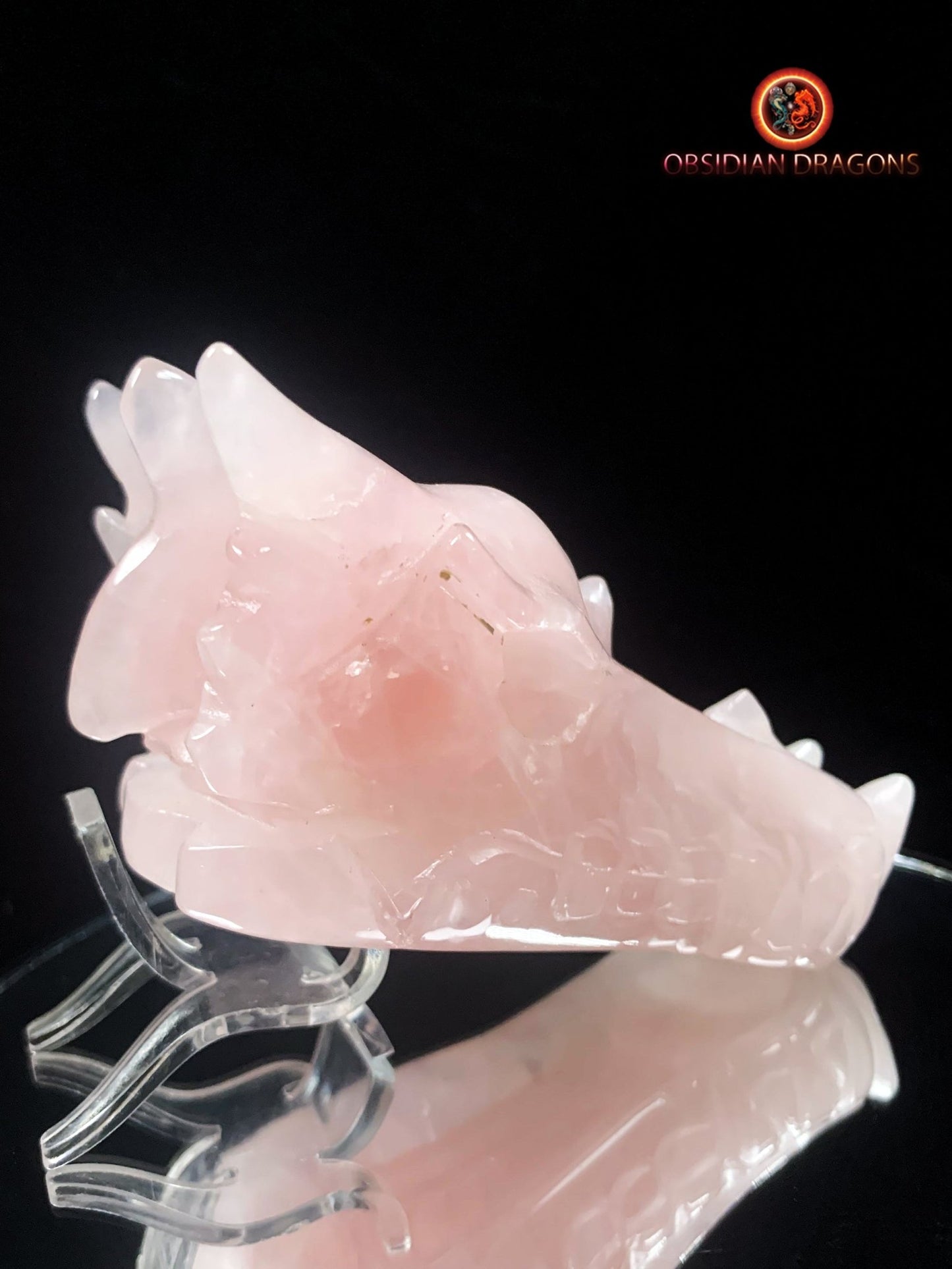 Crâne de dragon- Quartz rose- Artisanal