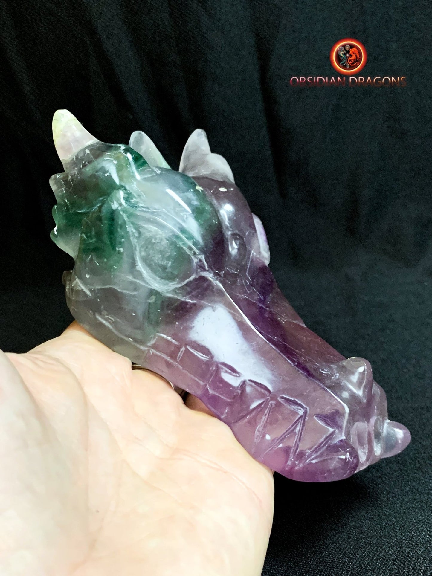crâne de dragon- artisanal- fluorite- unique