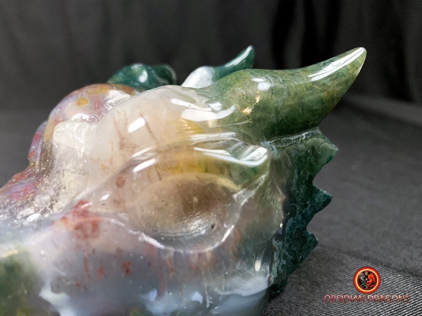 CRÂNE DE DRAGON- ARTISANAL- AGATE MOUSSE-UNIQUE