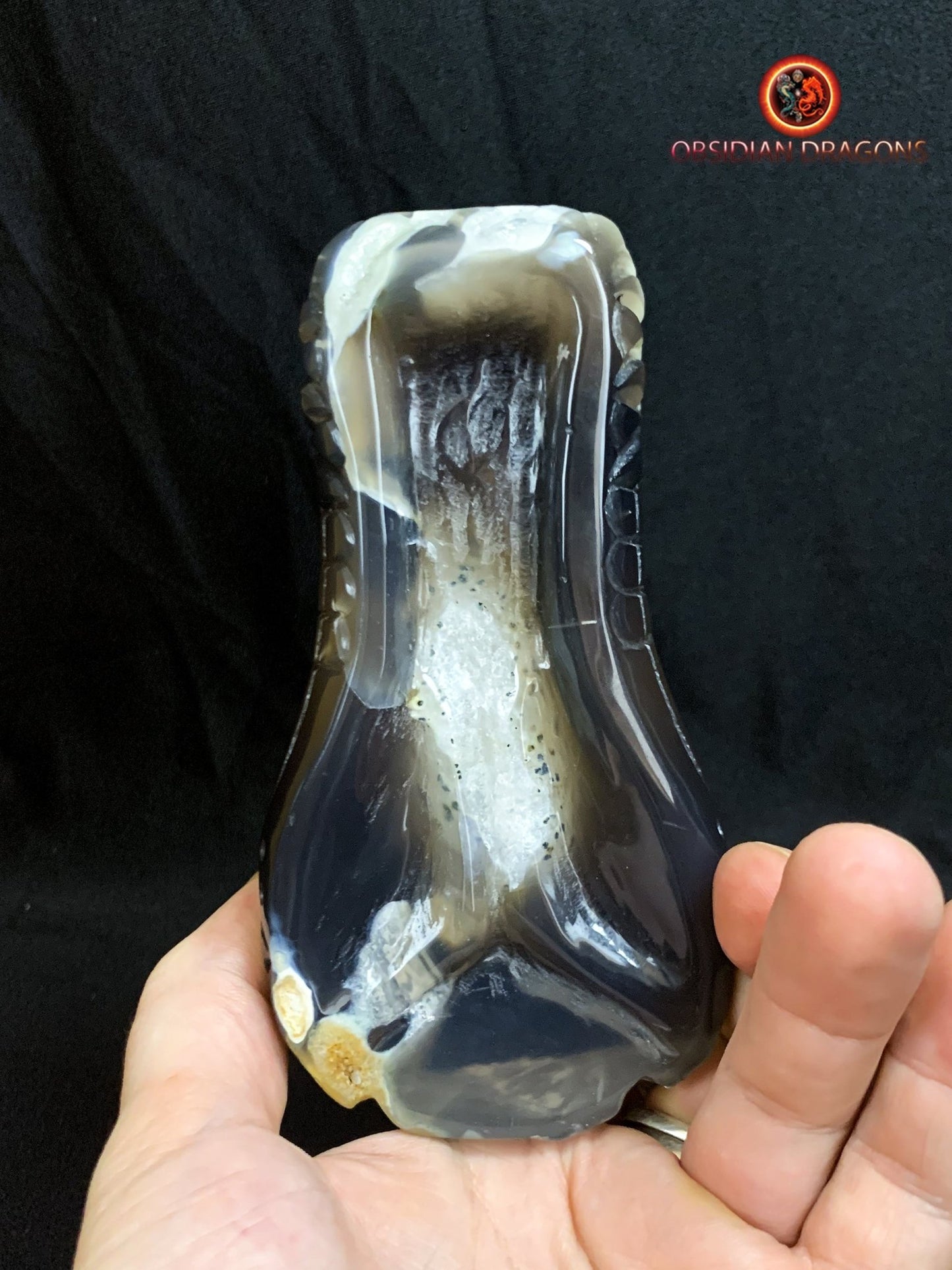 Crâne de dragon- artisanal- géode de quartz