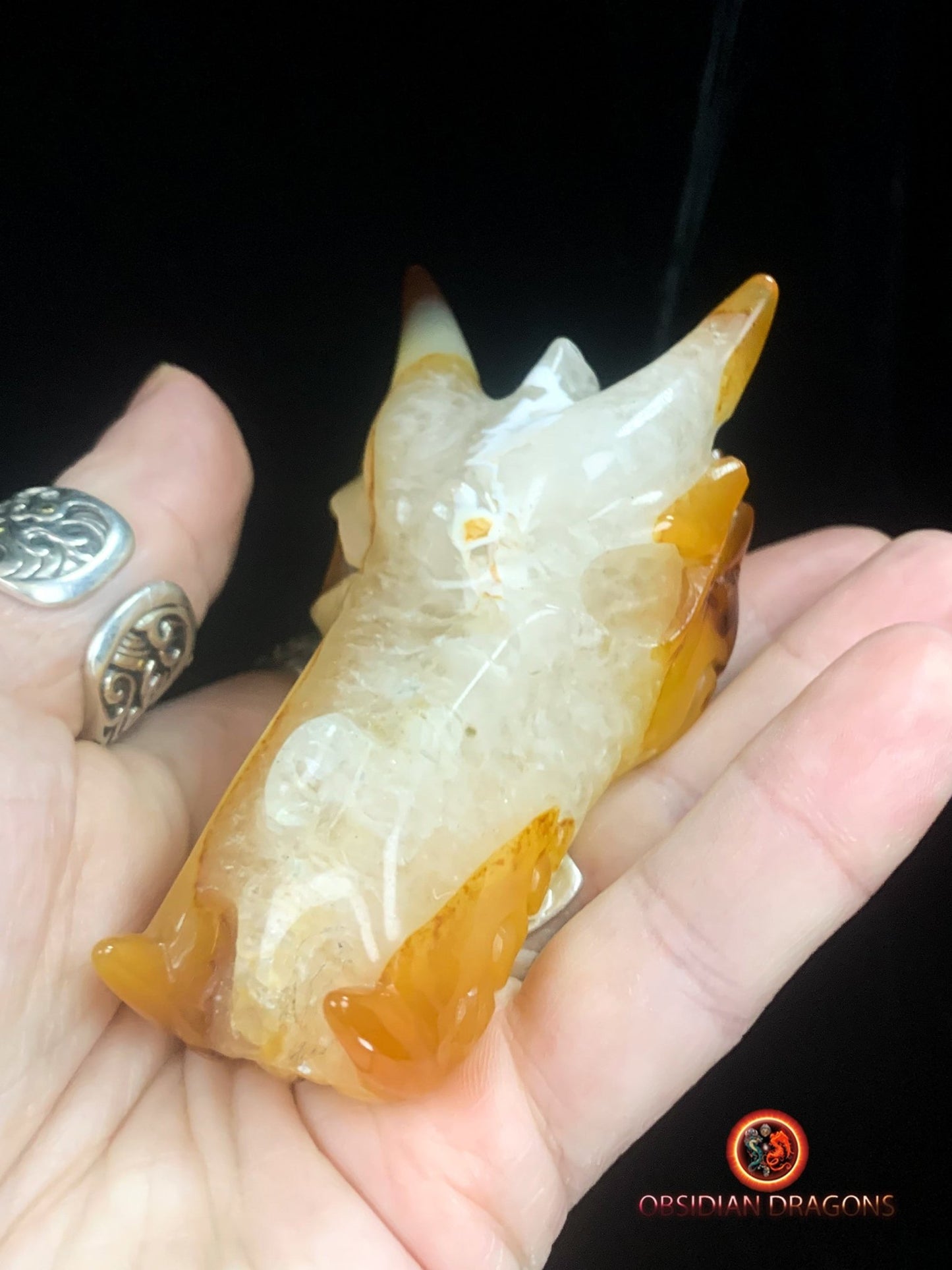 Crâne de dragon- Geode de quartz- Artisanal | obsidian dragons