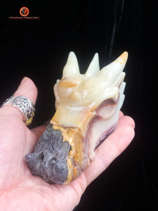Crâne de dragon- Aragonite- Artisanal | obsidian dragons