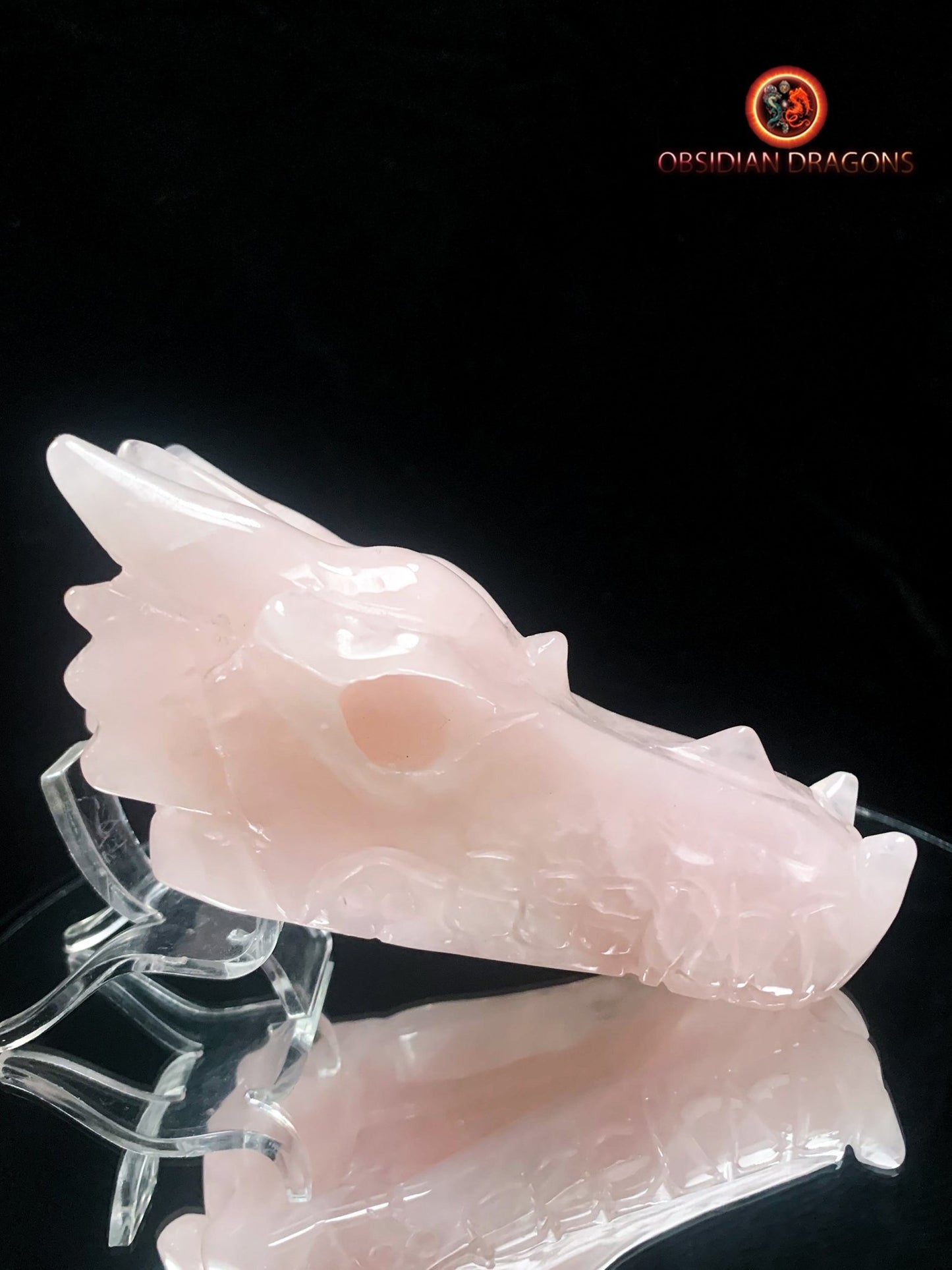 Crâne de dragon en quartz rose- pièce unique