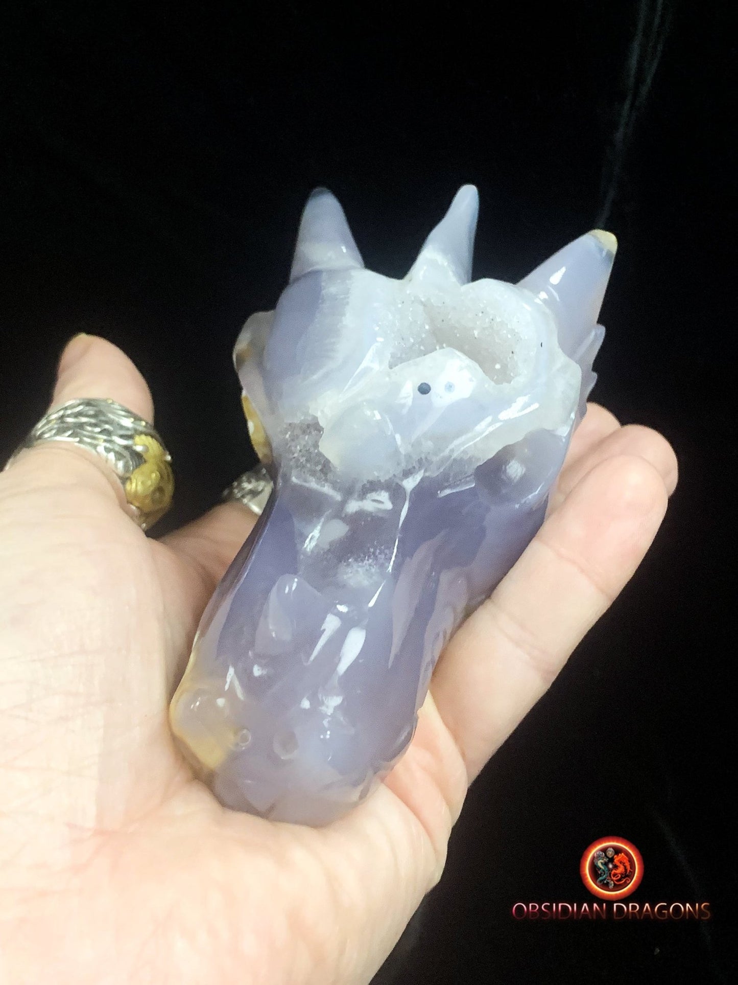 Crâne de dragon- Geode de quartz- Rare | obsidian dragons