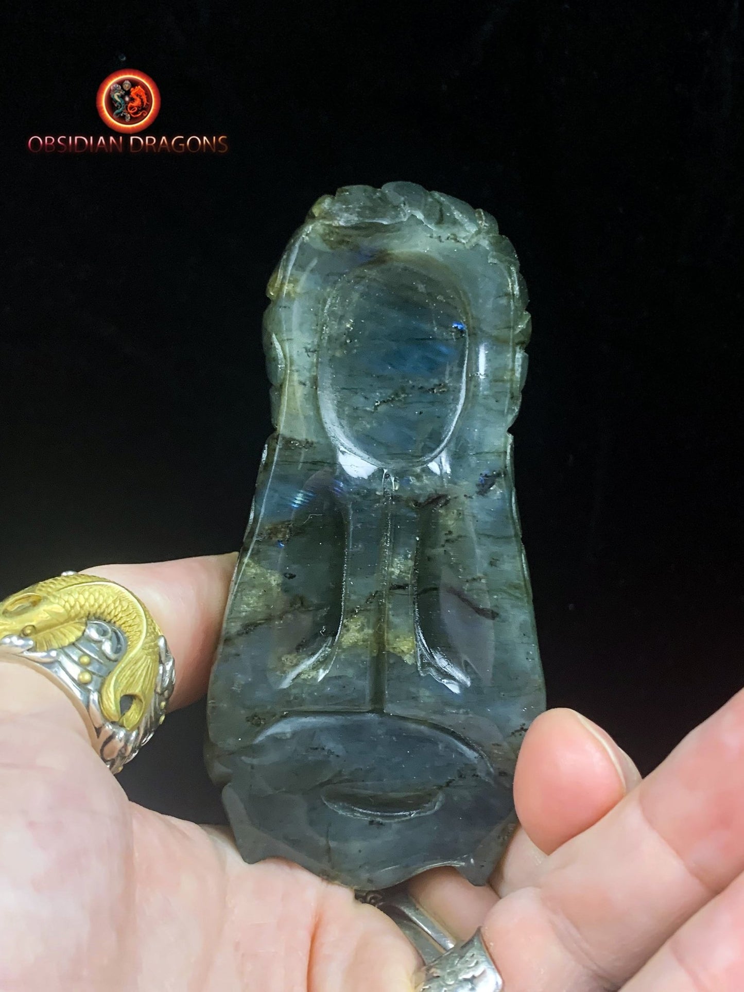 crâne de dragon en Labradorite- Artisanal