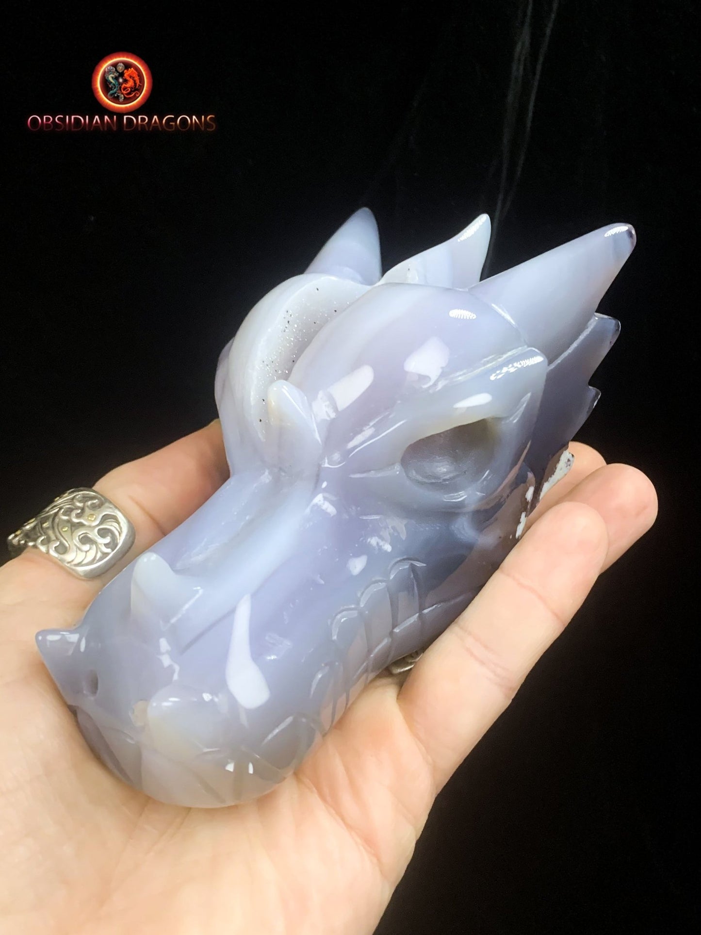 Crâne de dragon- Geode de quartz- Unique | obsidian dragons