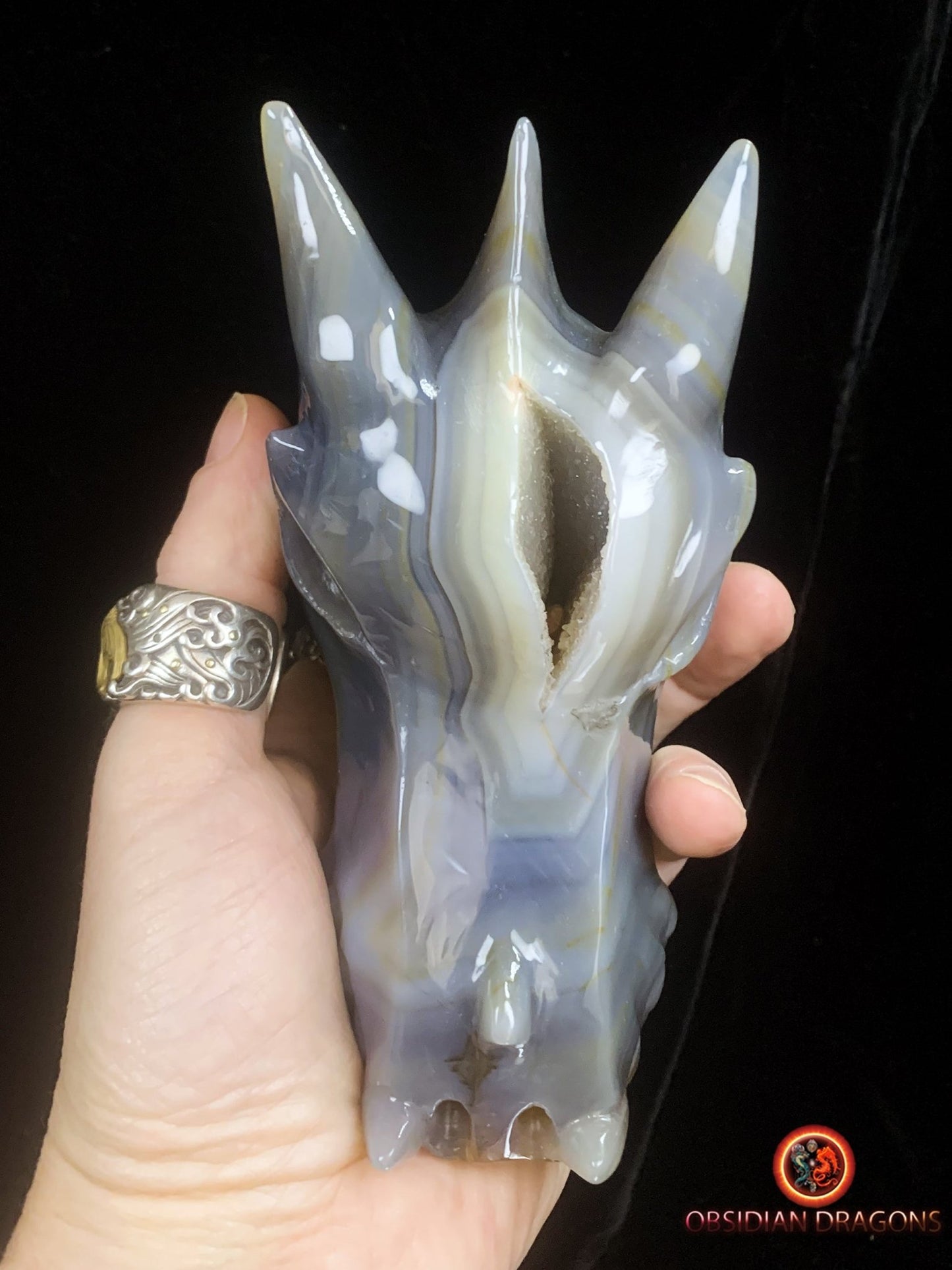 Crâne de dragon- Geode de quartz- Exceptionnel | obsidian dragons