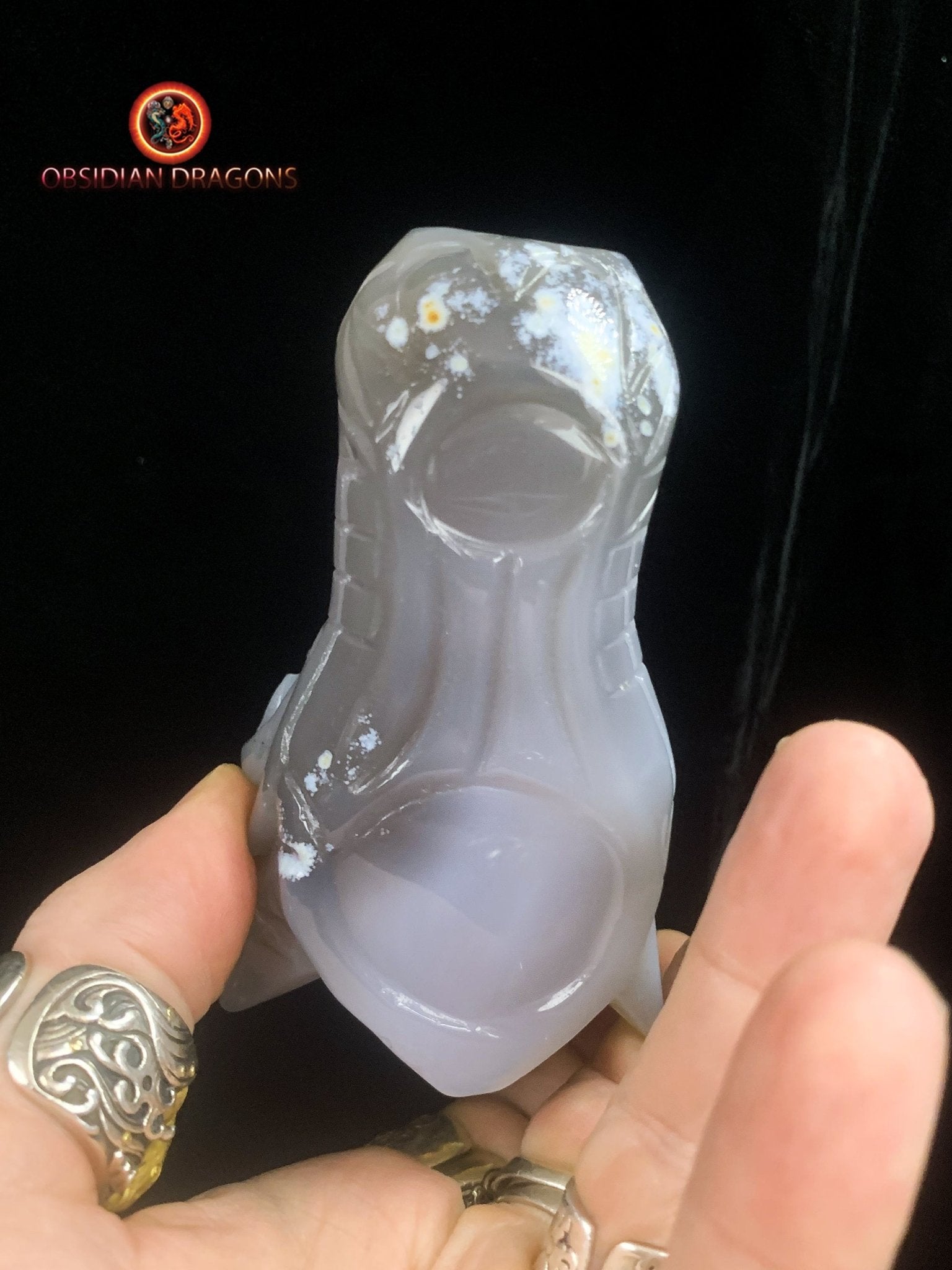 Crâne de dragon- Geode de quartz- méditation - obsidian dragons