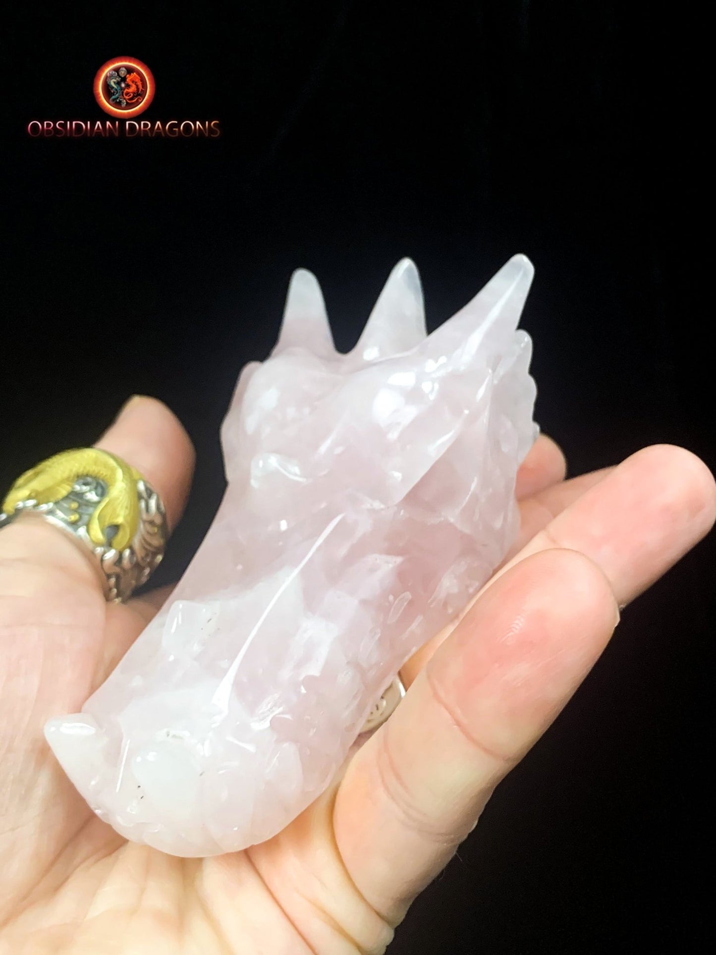Crâne de dragon- Quartz rose- Artisanal