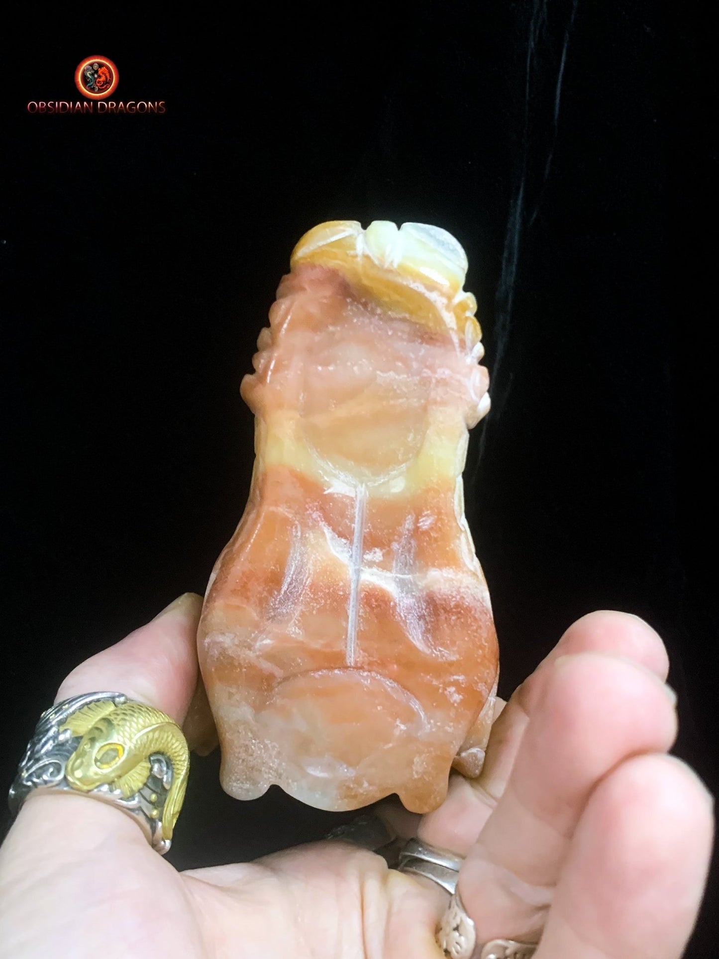 Crâne de dragon en Aragonite- Artisanal | obsidian dragons