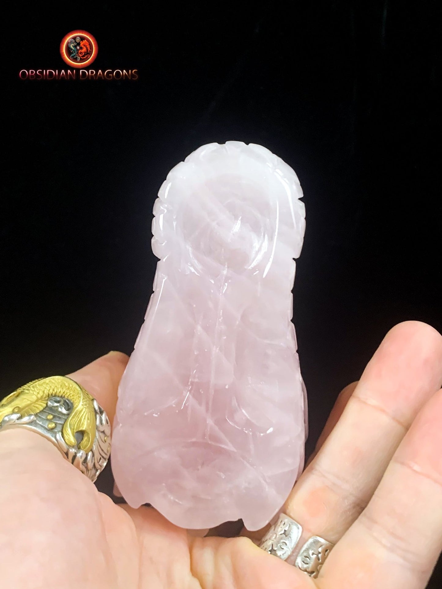 Crâne de dragon- Quartz rose- Artisanal
