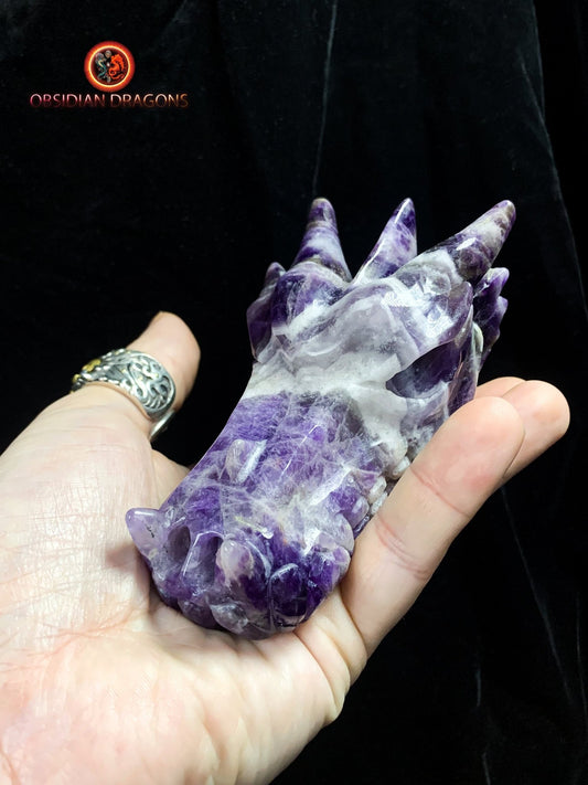 crâne de dragon en améthyste chevron