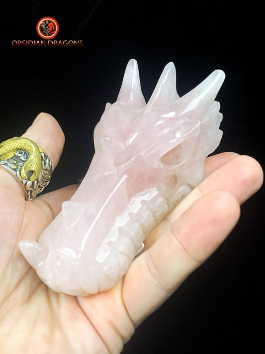 Crâne de dragon- Quartz rose- Artisanal et Unique