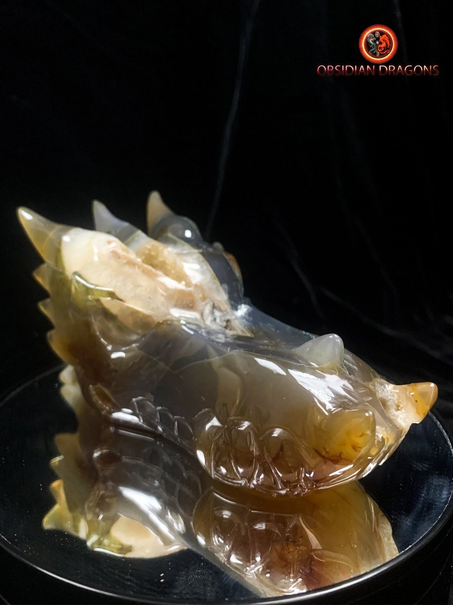 Crâne de dragon- Méditation draconique- Geode de quartz | obsidian dragons