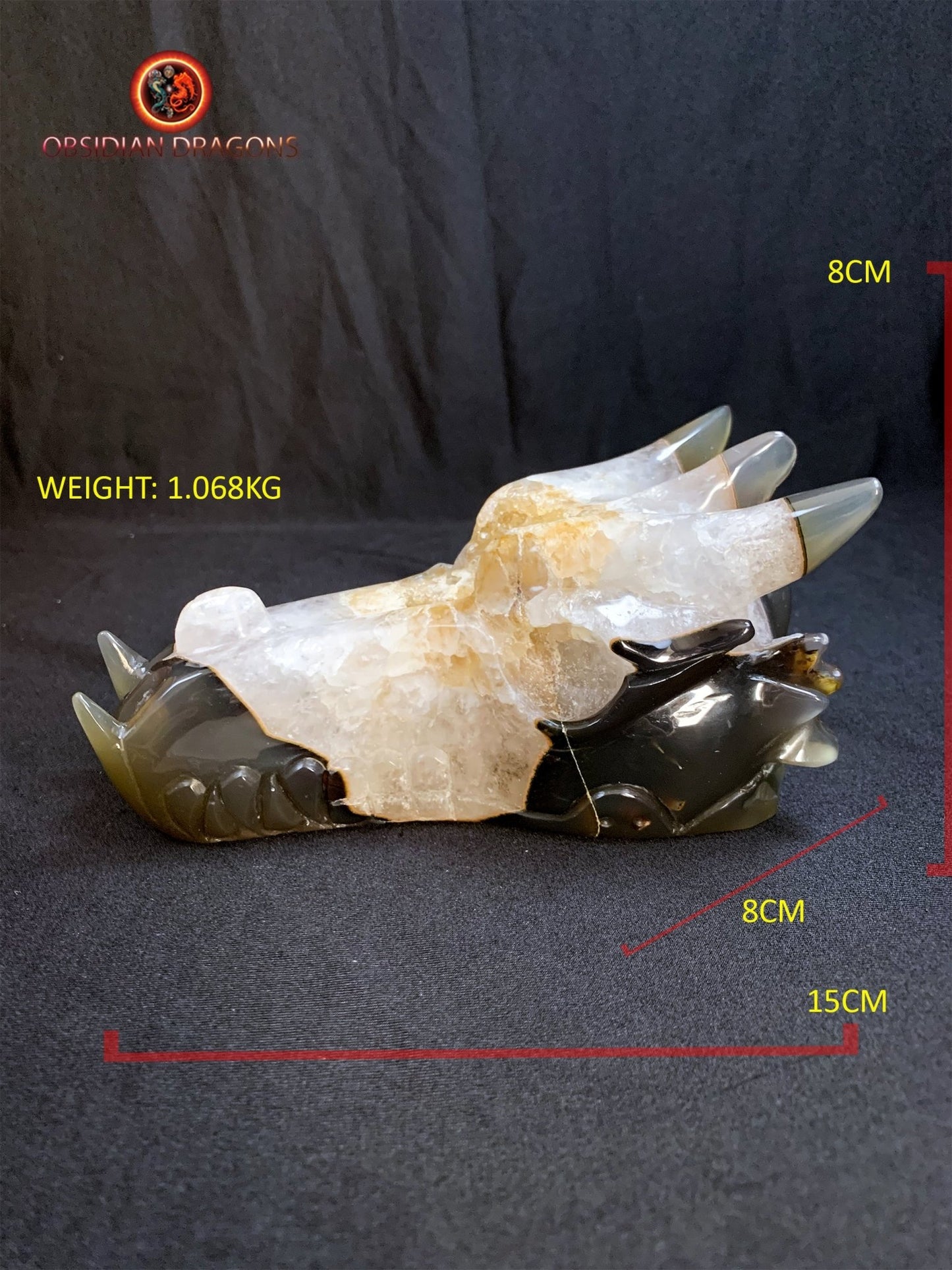 Crâne de dragon- artisanal- géode de quartz
