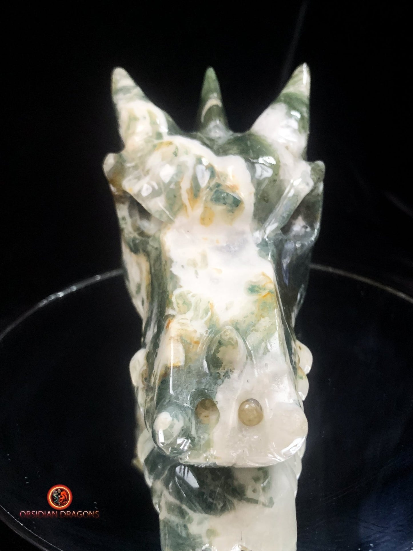 Crâne de dragon- Agate mousse- Artisanal | obsidian dragons
