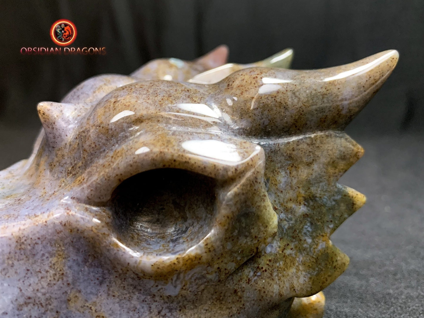 CRÂNE DE DRAGON- ARTISANAL- AGATE MOUSSE-UNIQUE