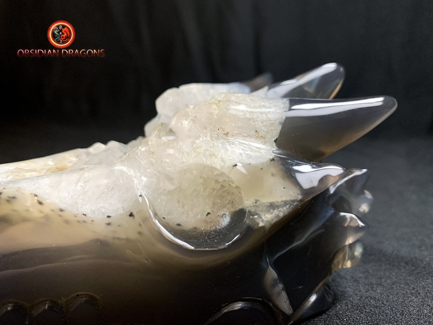 Crâne de dragon- artisanal- géode de quartz