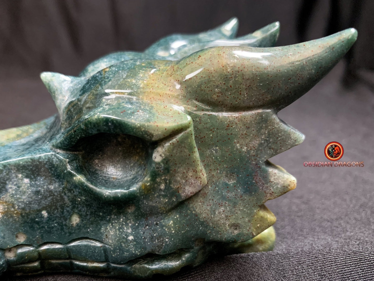 CRÂNE DE DRAGON- ARTISANAL- AGATE MOUSSE-UNIQUE