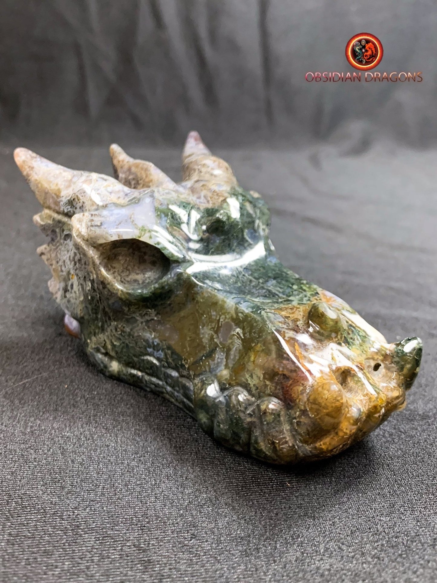 CRÂNE DE DRAGON- ARTISANAL- AGATE MOUSSE-UNIQUE